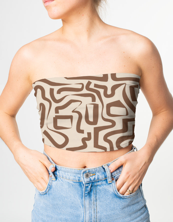 Mocha Flow Abstract Tube Top