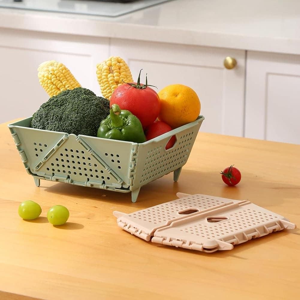Foldable Fruit & Vegetable Drain Basket | Collapsible Colander with Resting Feet