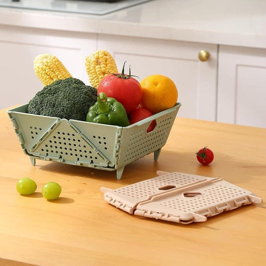 Foldable Fruit & Vegetable Drain Basket | Collapsible Colander with Resting Feet