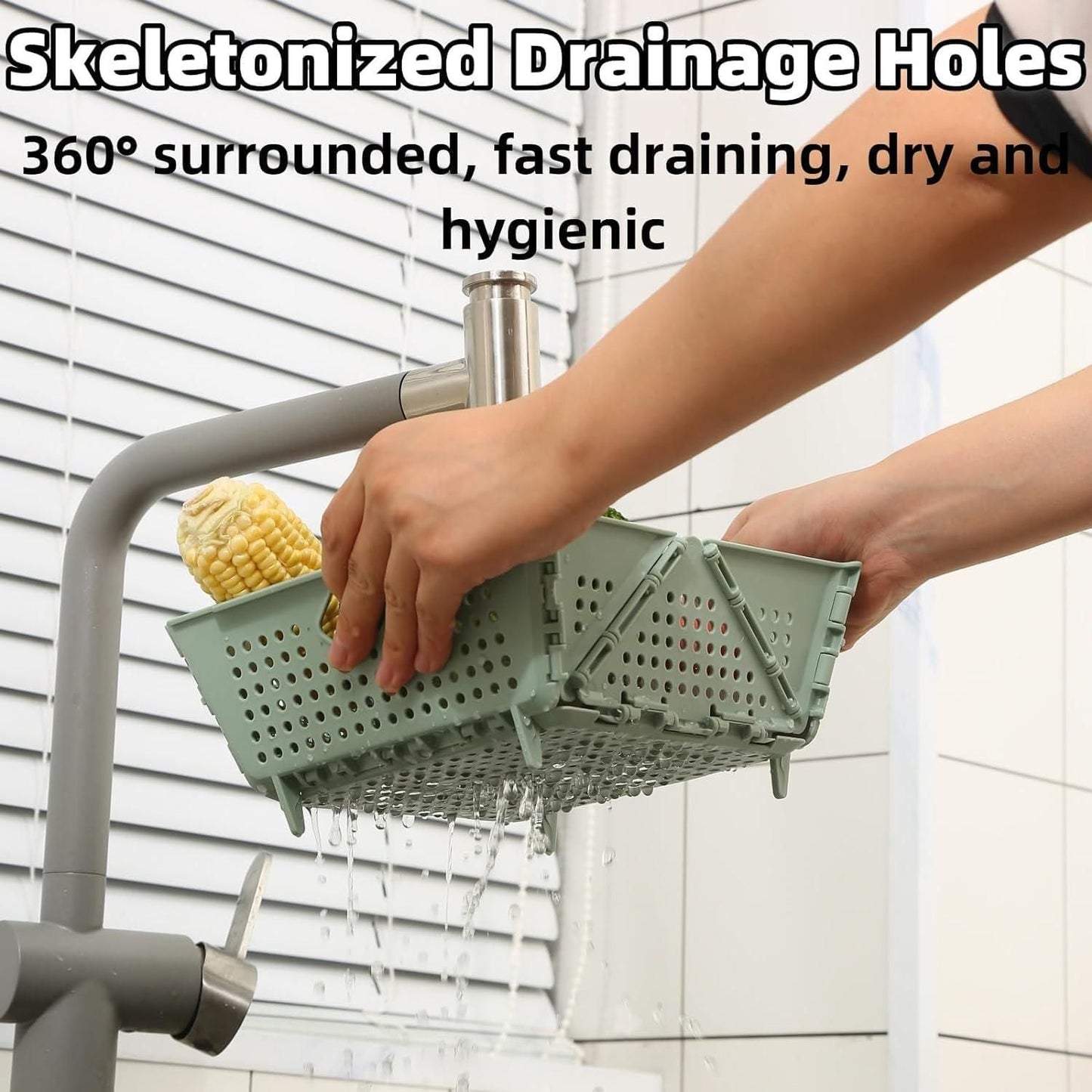 Foldable Fruit & Vegetable Drain Basket | Collapsible Colander with Resting Feet