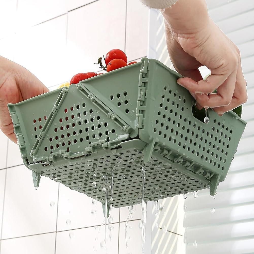 Foldable Fruit & Vegetable Drain Basket | Collapsible Colander with Resting Feet